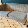 Grey Velvet 3 Seater Sofa + Matching Footstool Image 3