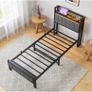 Single Bed Frames with Storage Headboard and Charg Image 7