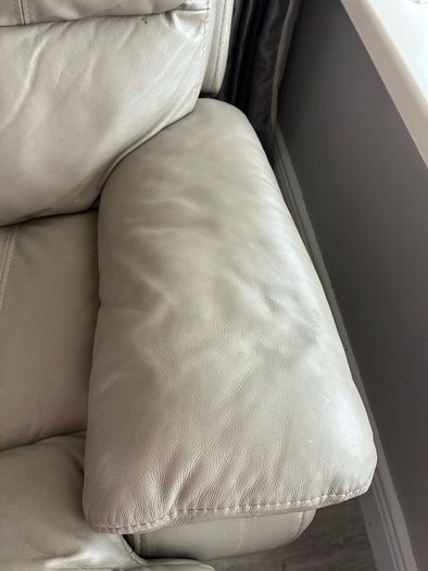 3 + 1 seater taupe grey leather sofa.