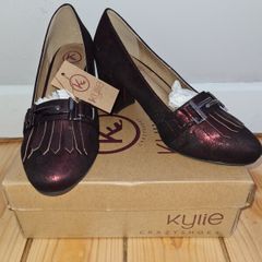 BNWT in original box KYLIE CRAZY Slip-on Burgandy Shoes - size UK 4 /EU 37
