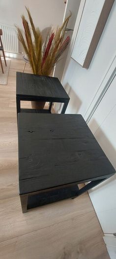 2x Black Side Tables / Bedside Lockers