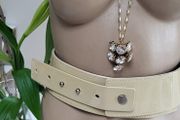 JAEGER genuine leather beige patent waistband belt - Sz M - Rrp 95 (New)