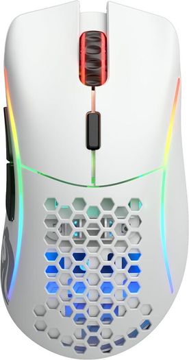 Glorious Gaming Model D Wireless Gaming Mouse - 69g Superlight, Lag Free 2.4Ghz Wireless, RGB, BAMF Sensor, Ergonomic, 6 Buttons - White | Lag free connectivity, advanced BAMF sensor, long battery life, PTFE sliders, beehive format, vivid lighting (Used)