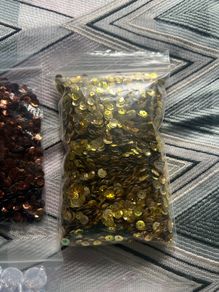 Medium size Bag of gold , bronze sequin and 2 bag of big and small crystals 8euro for all