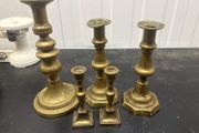 Five Vintage Brass-Tone Candlesticks