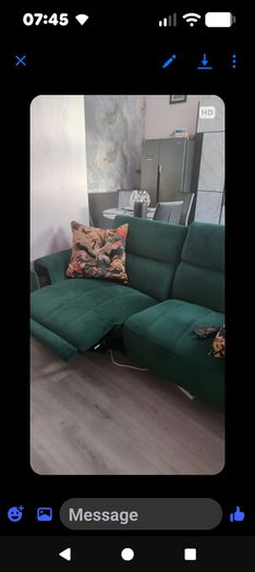 Green velvet recliner sofa