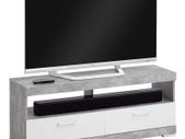 FMD TV/Hi-Fi Stand Concrete Grey and Glossy White