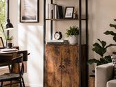 Bookcase Standing Shelf with Doors, Metal Frame,