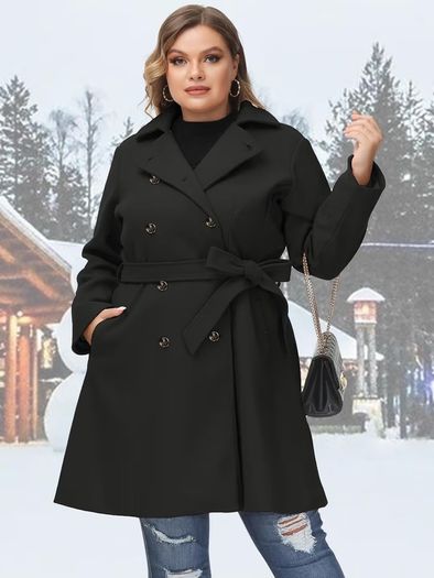 Brand New Hanna Nikole Women's Plus Size Wool Coat Double-Breasted -