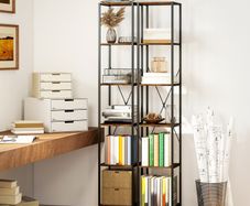 2 Pack 6 Tier Bookshelf, Steel Frame