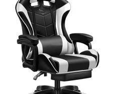 Computer Chair Office Chair Desk Swivel Chair Adjustable Reclining Footrest Cushion White New