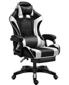 Computer Chair Office Chair Desk Swivel Chair Adjustable Reclining Footrest Cushion White New