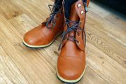 Brown Lace-Up Boots with Double Zip