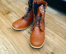 Brown Lace-Up Boots with Double Zip