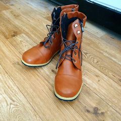 Brown Lace-Up Boots with Double Zip