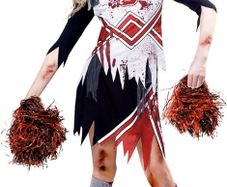Childs Zombie Cheerleader Fancy Dress Halloween Costume High School Girls Kids Outfit (FREE SHIPPING)