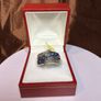 Silver ring with sapphires and diamonds. Image 6