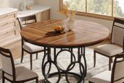 Round Dining Table With Metal Base Colour (Black Brown)