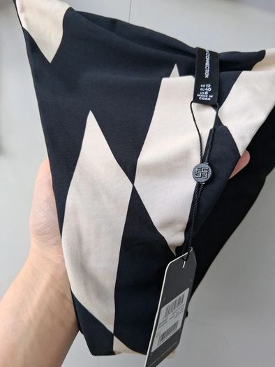 Brand New French Connection Black/White Checkerboard Tie Side Bikini Bottoms in Size UK14.
