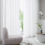 Voile Off White Transparent Linen Look Net Curtains with Eyelets for Living Room,Christmas Decoration 55Wx72L Off White,Set of 2 Image 2