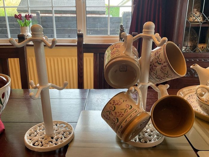 Nicholas Mosse new large lavender mugs land a new cream cast iron mug holder