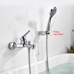Ibergrif Roma - Tub-Shower Mixer Tap with Handset, Hose, Holder, Chrome