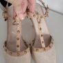 Xti beige stud strap pointed heels Sz 41 - Bnwot Image 3