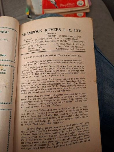 Shamrock Rovers v Everton 13.05.1957 soccer programme