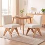 Set of 2 Modern Dining Chairs with V shaped Wooden Legs Chenille Beige Armless Kitchen Chairs with Soft Chenille Cover and Sturdy Wooden Leg Image 7