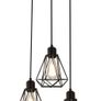 3-Light Pendant Light, Flush Mount Ceiling Light Fixture with Black Metal Cage Shade, Vintage Hanging Pendant Lighting for Kitchen, Island, Dining Room (FREE POSTAGE) Image 2