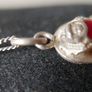 Vintage Sterling silver 925 scarab beetle necklace, Scarab beetle pendant with red enamel, Enamel necklace, Scarab jewelry 3,4g length - 16" Image 2