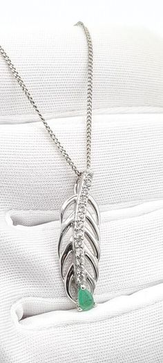 Spinel With Emerald Teardrop Base On Sterling Silver Necklace