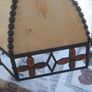 Vintage Style Tiffany Lamp Shade featuring Caramel Beige Glass Panels on a Decorative Metal Frame, Postage Available or Collection Image 3