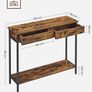 Console Table, Hallway Table, Side Table, Sofa Table with 2 Drawers, Steel Frame, Hallway, Living Room, Industrial Design, Vintage Brown/Black Image 2