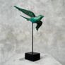 Flying Swallow - Patinated Bronze, Metal Stand Image 5