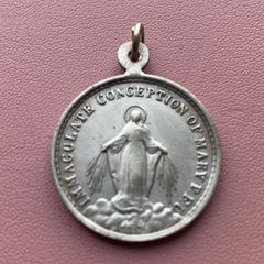 Silver Antique Medal Immaculate Conception of Mary