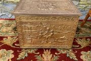 Embossed Brass Coal Box  or Log Bin