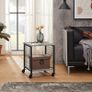 Bedside Table with Wheels Steel Frame Shelves 40 x 40 x 50 cm for Living Room Bedroom Industrial Design Greige-Black Image 2