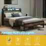 Double Size Bed Frame with Charging Station and LED Lights, Image 6