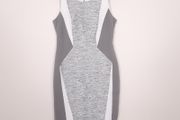 Next Grey Textured &amp; White Colorblock Sleeveless Sheath Bodycon Pencil Dress 12-14UK/40-42EU