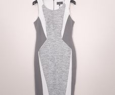 Next Grey Textured & White Colorblock Sleeveless Sheath Bodycon Pencil Dress 12-14UK/40-42EU