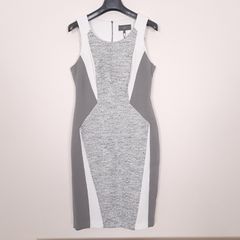 Next Grey Textured & White Colorblock Sleeveless Sheath Bodycon Pencil Dress 12-14UK/40-42EU
