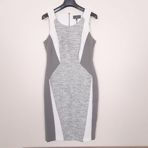 Next Grey Textured & White Colorblock Sleeveless Sheath Bodycon Pencil Dress 12-14UK/40-42EU