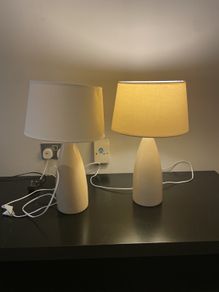 Two Ceramic Cream Bed side Lamps