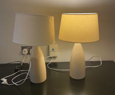 Two Ceramic Cream Bed side Lamps