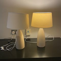 Two Ceramic Cream Bed side Lamps