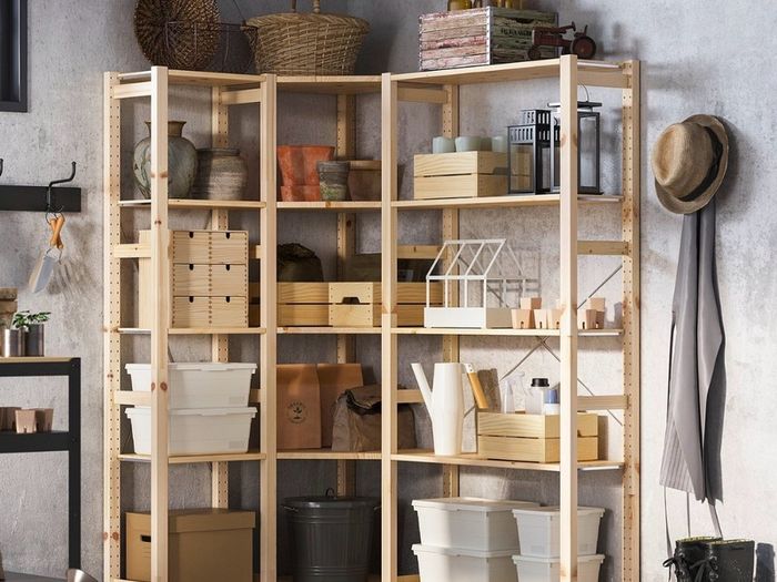 IKEA IVAR 3 Section Corner Shelving Unit 103/144x30x179cm Solid Pine