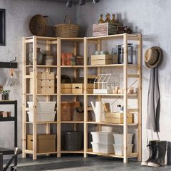 IKEA IVAR 3 Section Corner Shelving Unit 103/144x30x179cm Solid Pine