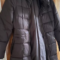Brown Padded Coat With Built In Hood