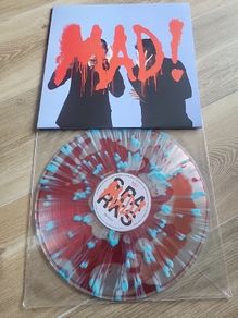 Sparks Mad red liquid filled blue splatter vinyl